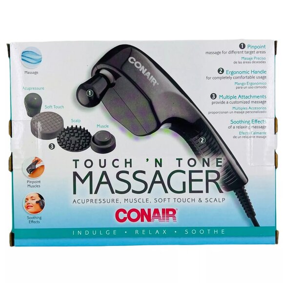 Conair Touch 'N Tone Handheld Massage Wand 4 Attachments Gentle Relax Gift - Picture 5 of 9